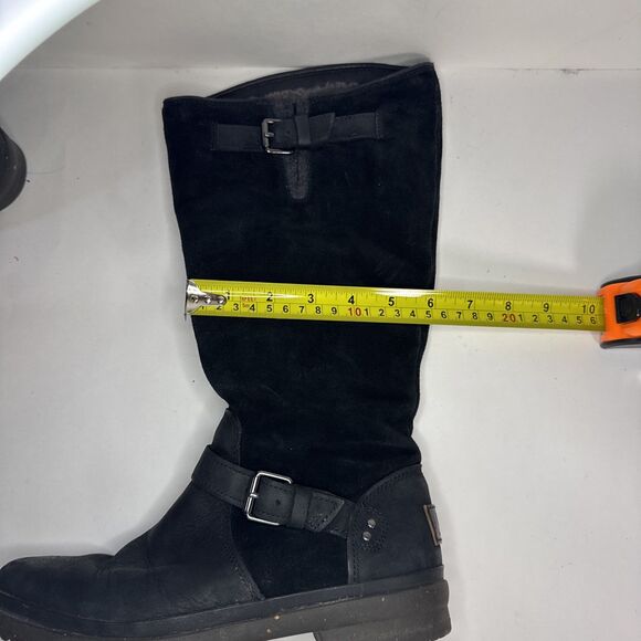 Ugg Thomsen Suede Leather Sheepskin Lined Waterproof Buckled Zip Boots Women Sz7 - Picture 9 of 10